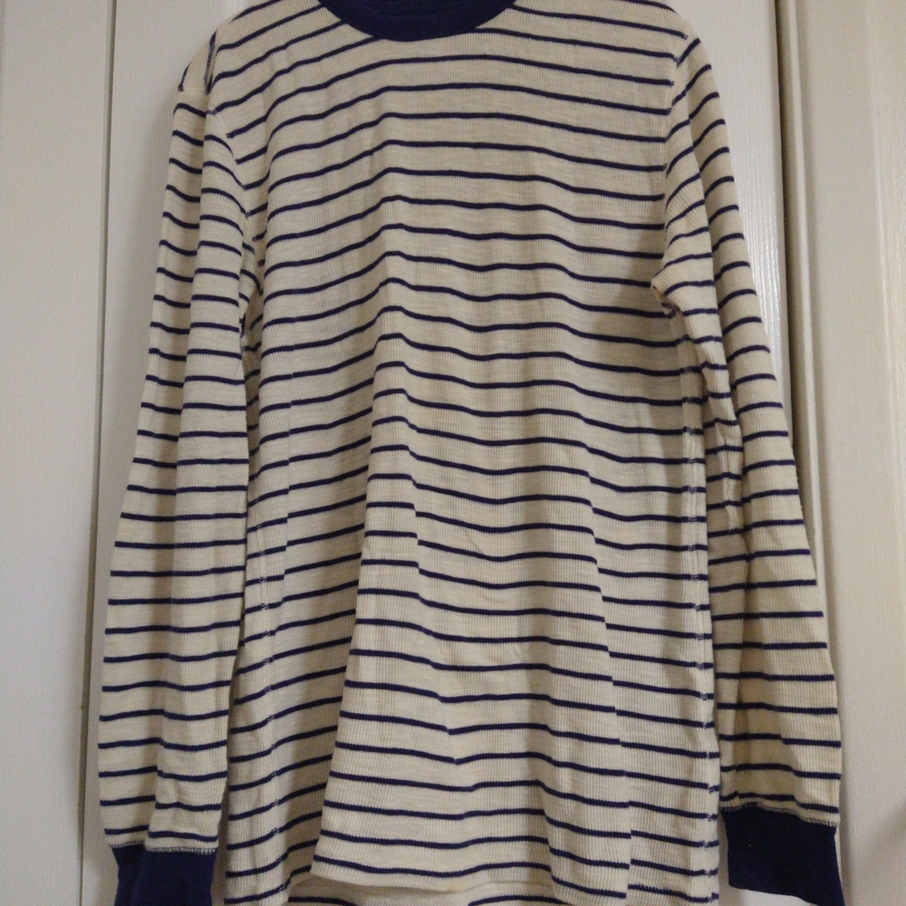 GAP Cream and Navy Striped Long Sleeve Tee